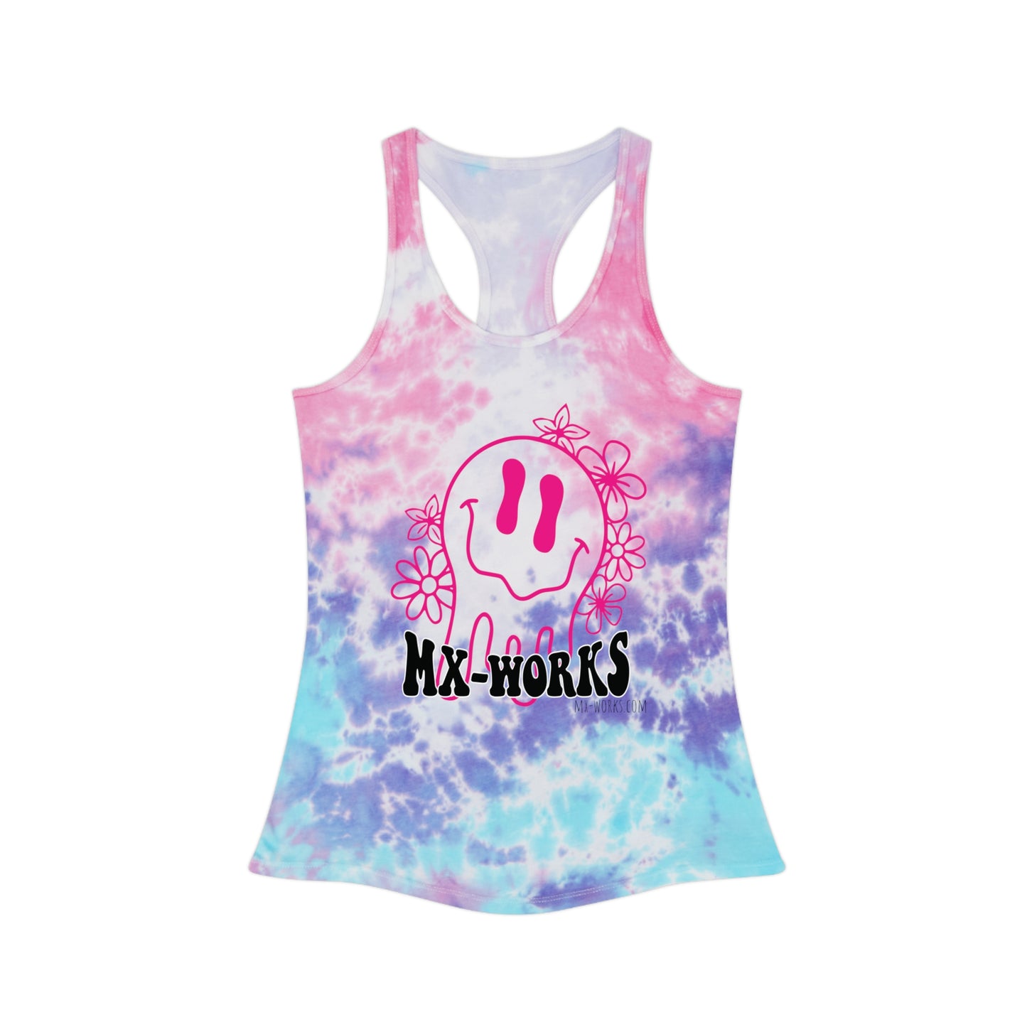 Melting Smiley Mx-Works Tie Dye Racerback Tank Top