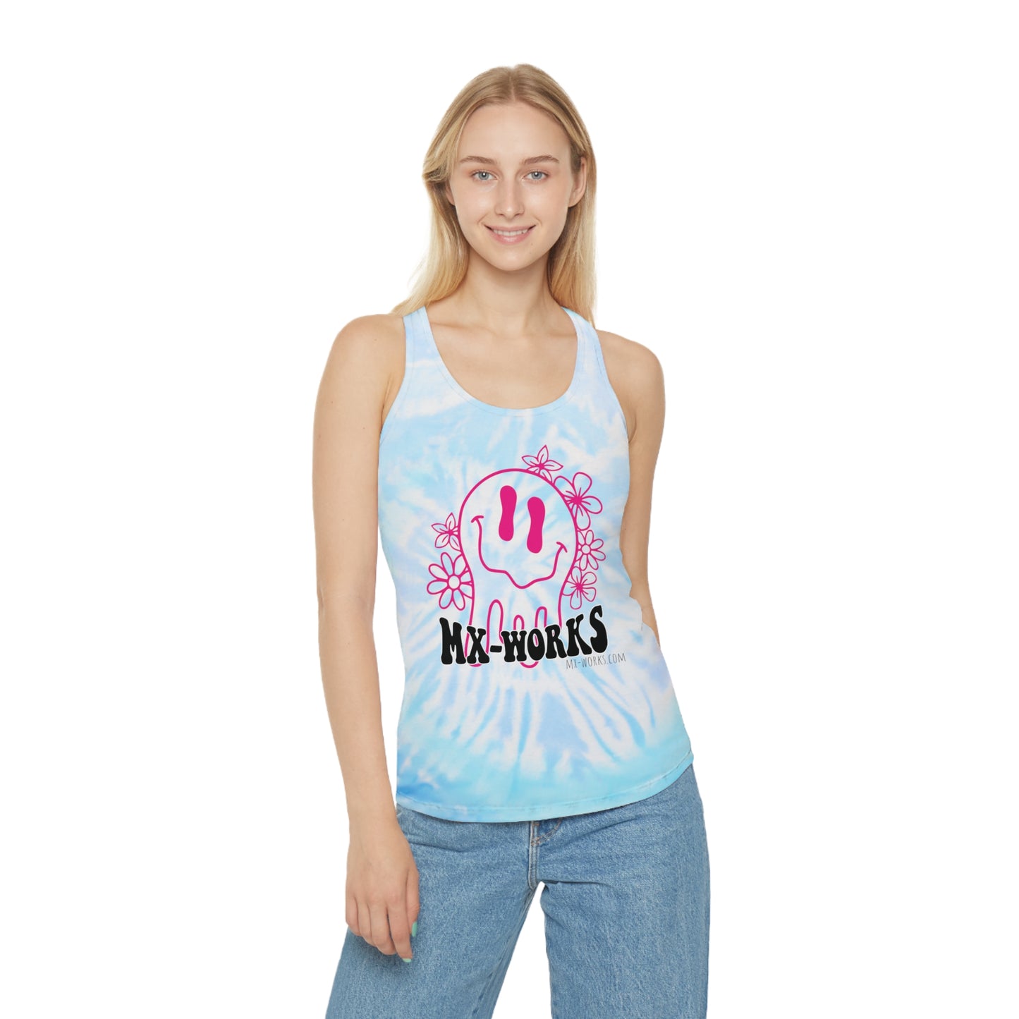 Melting Smiley Mx-Works Tie Dye Racerback Tank Top