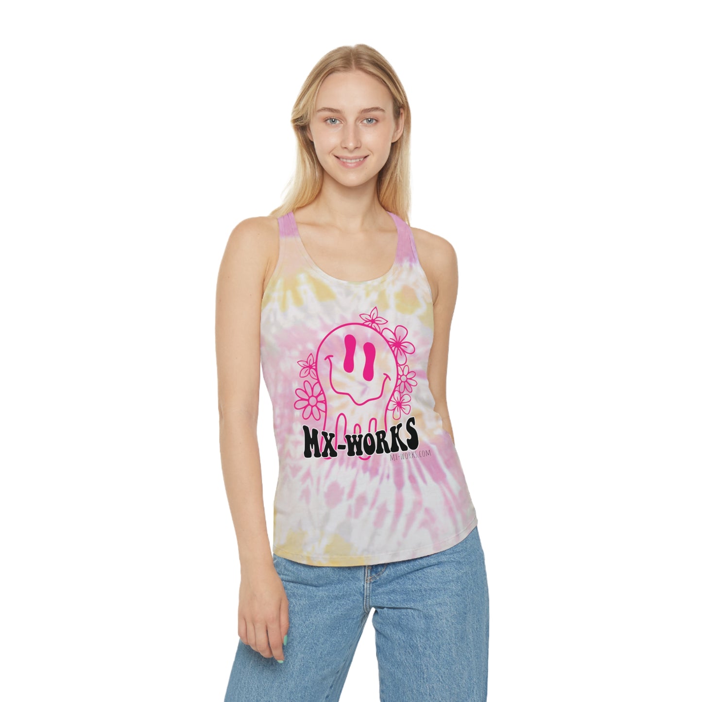 Melting Smiley Mx-Works Tie Dye Racerback Tank Top