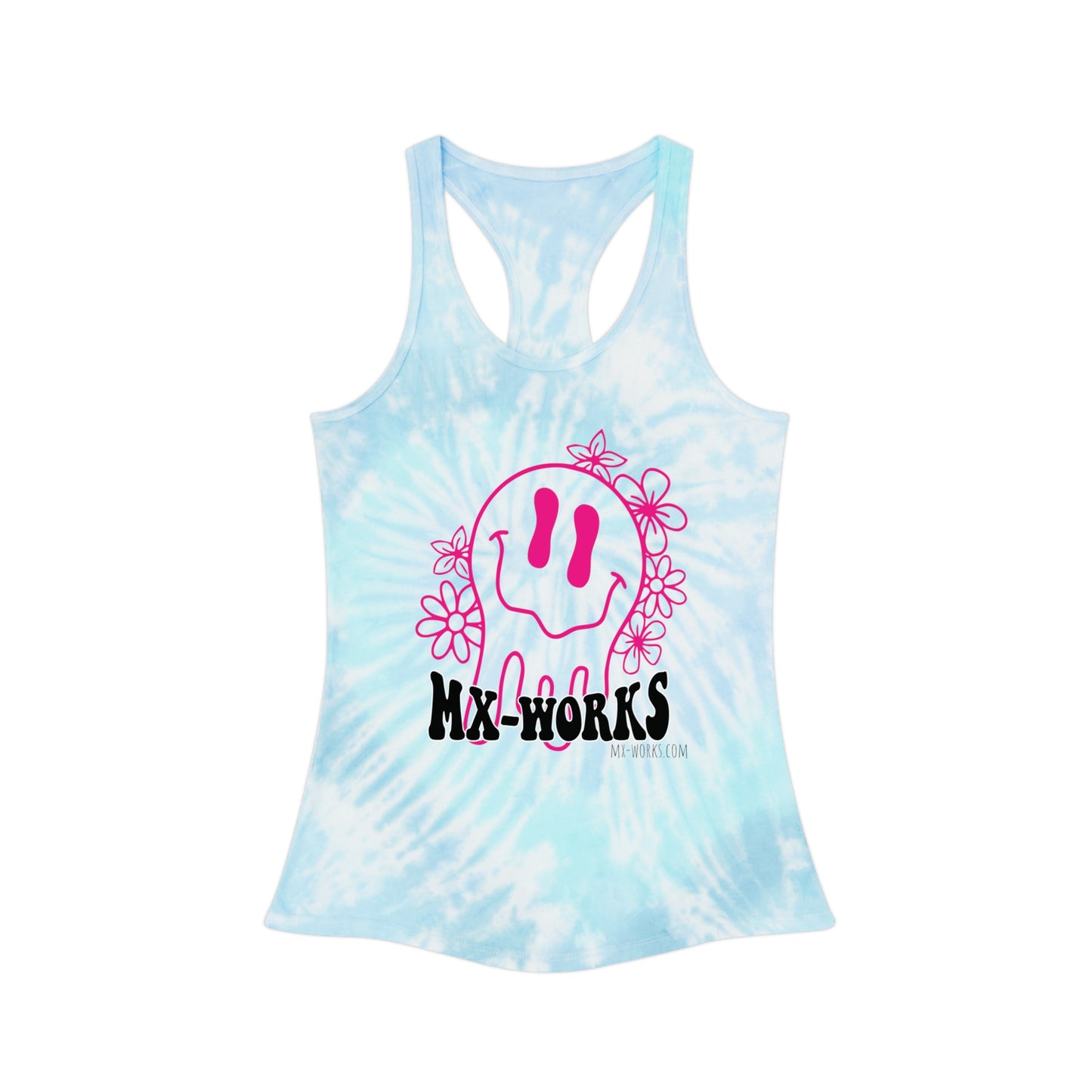 Melting Smiley Mx-Works Tie Dye Racerback Tank Top
