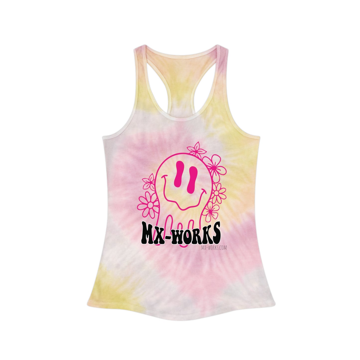 Melting Smiley Mx-Works Tie Dye Racerback Tank Top