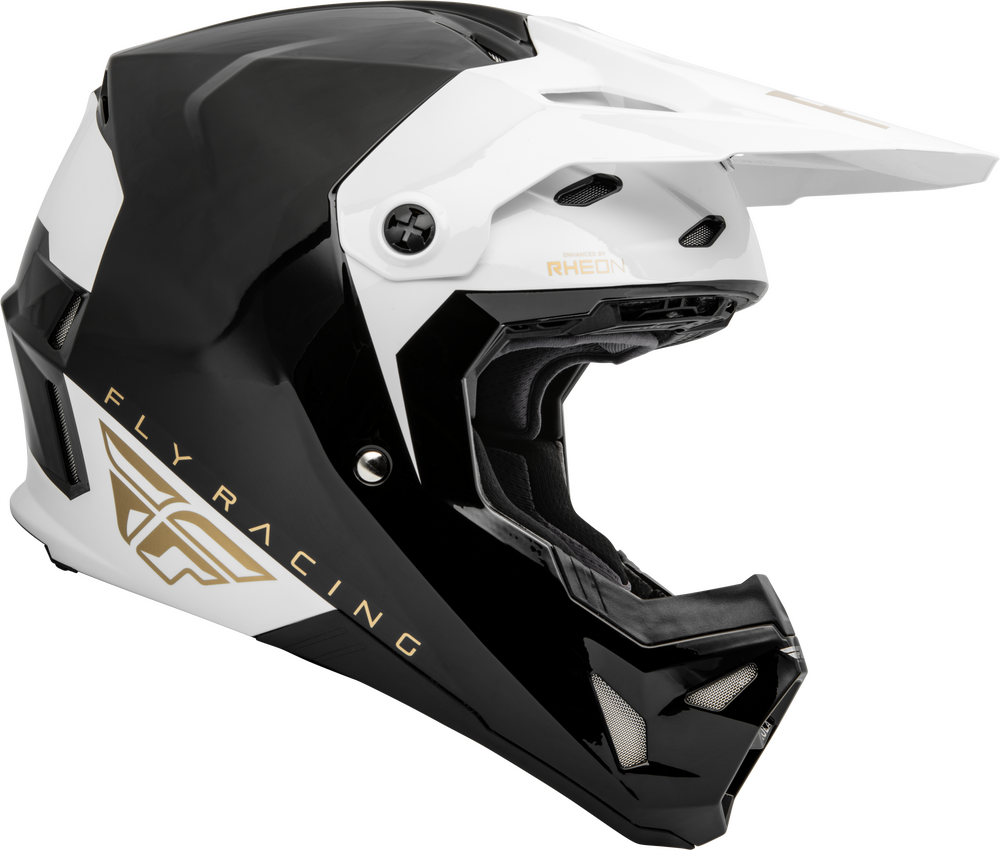 FLY RACING YOUTH FORMULA CP SLANT HELMET BLACK/WHITE/GOLD YL