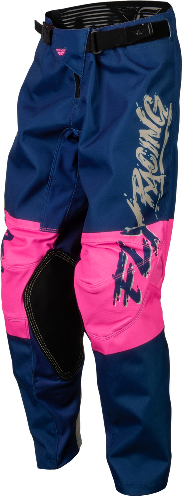 FLY RACING YOUTH KINETIC KHAOS PANTS PINK/NAVY/TAN