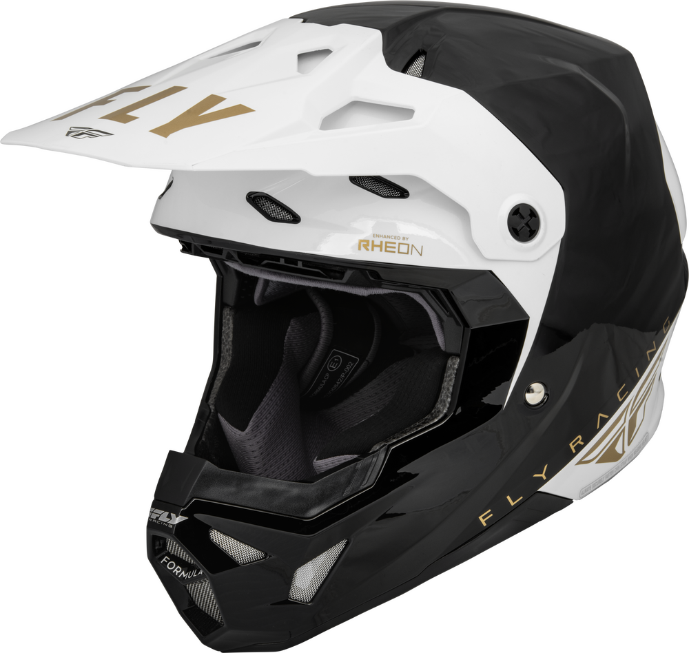 FLY RACING YOUTH FORMULA CP SLANT HELMET BLACK/WHITE/GOLD YL
