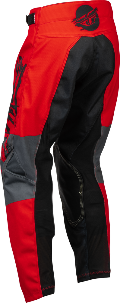 FLY RACING YOUTH KINETIC KHAOS PANTS BLACK/RED/GREY
