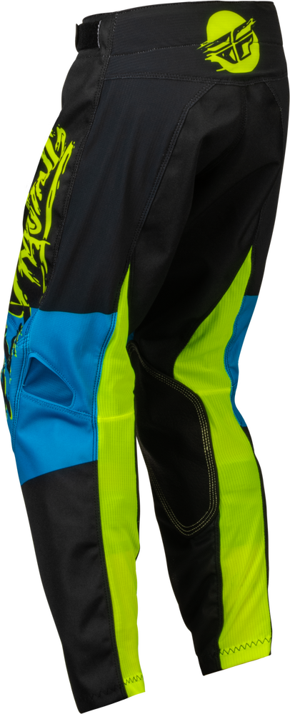 FLY RACING YOUTH KINETIC KHAOS PANTS HI-VIS/BLACK/CYAN