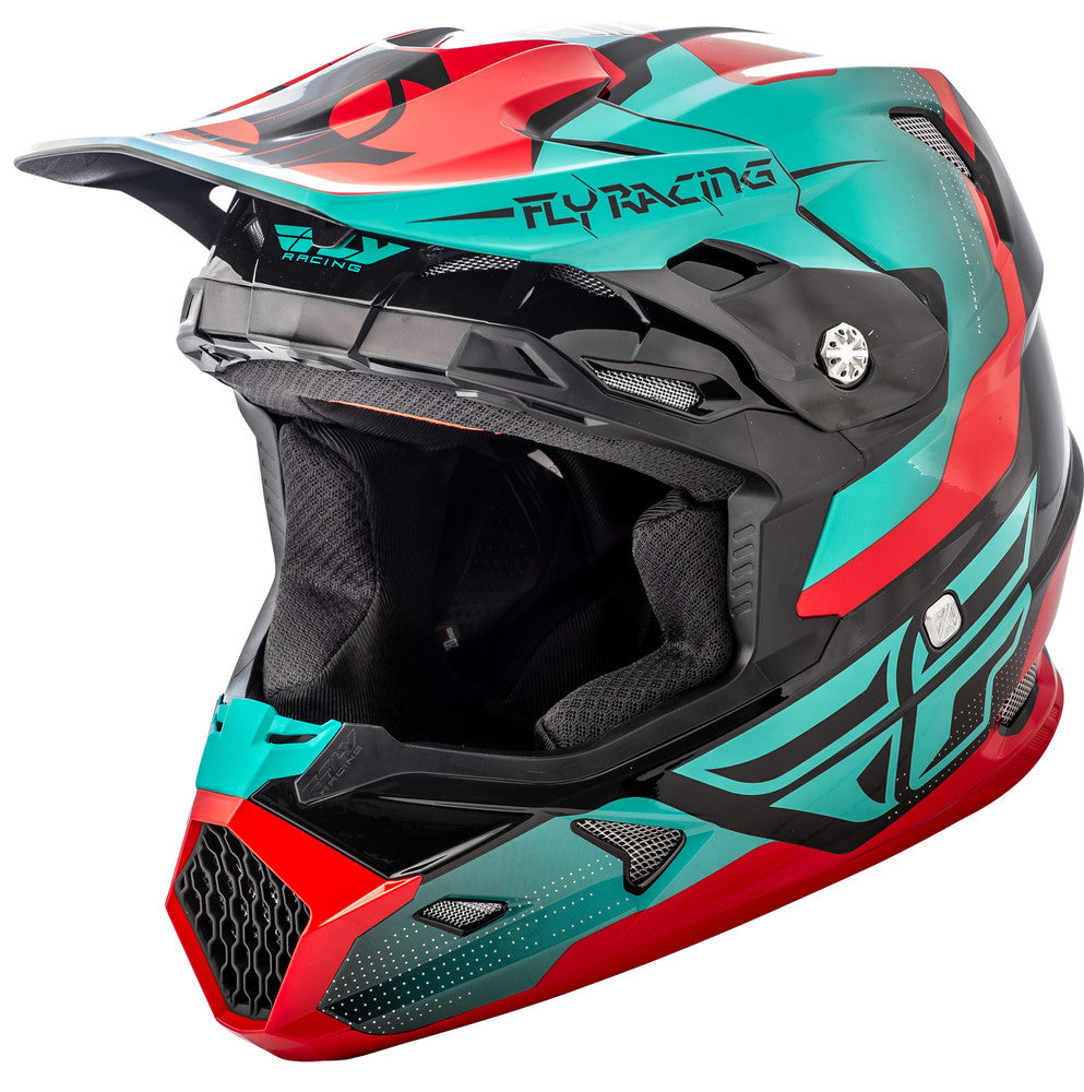 FLY RACING TOXIN ORIGINAL HELMET RED/TEAL/BLACK YS