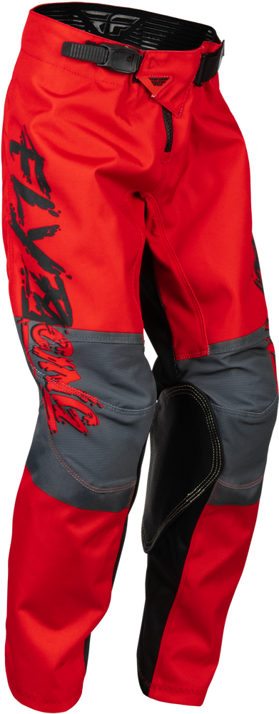 FLY RACING YOUTH KINETIC KHAOS PANTS BLACK/RED/GREY